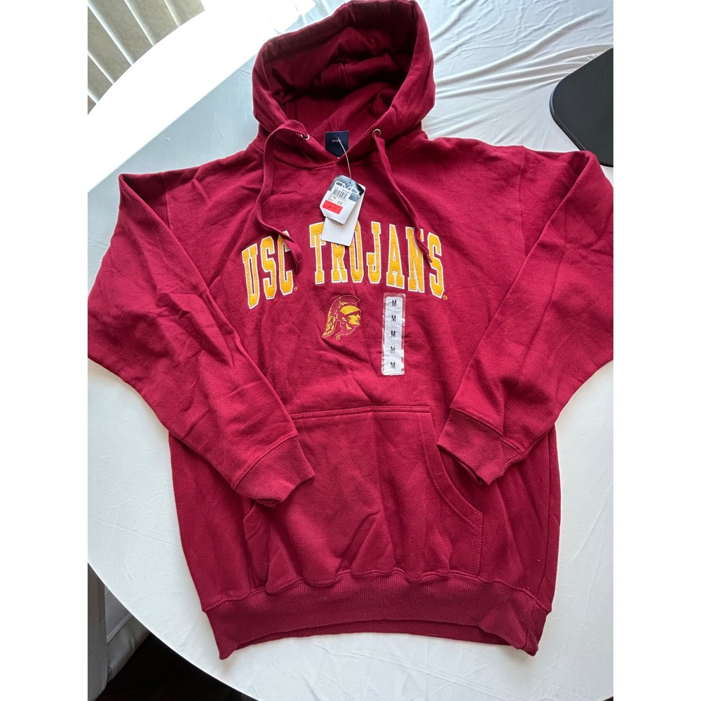 Old Varsity Brand USC Trojans Hoodie Mens Medium Red Pullover Sweatshirt